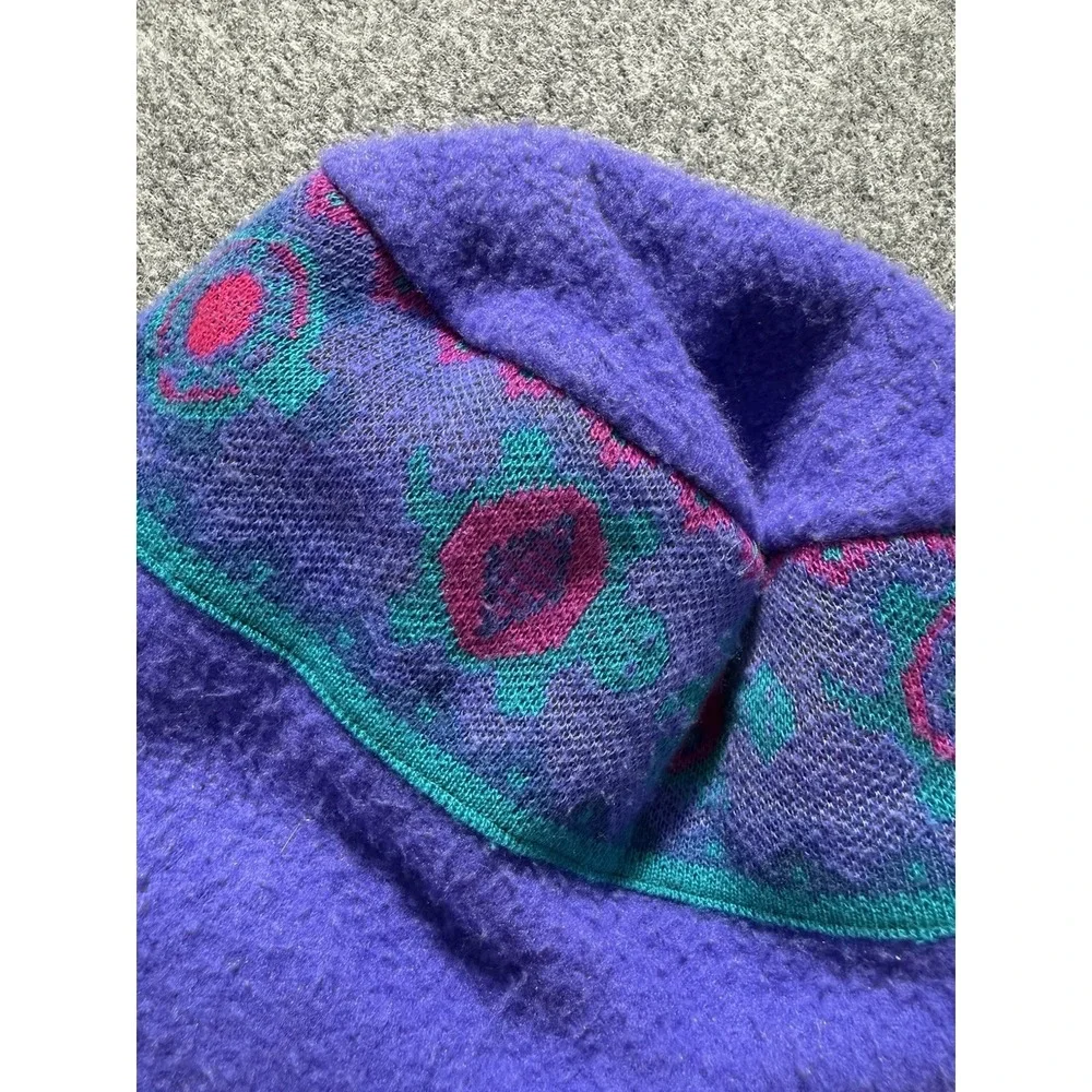 VTG Turtle Fur Kids Winter Beanie Ski Hat Wool Knit‎ Fleece Lining Purple 90s